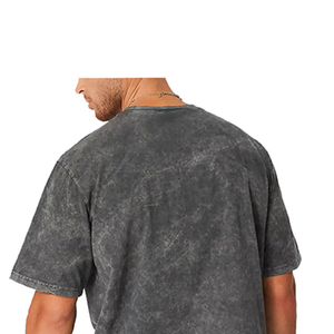 T-shirt délavé pour homme, style streetwear décontracté, été, grande taille, coton vintage, tendance, style USA - Product Image 2