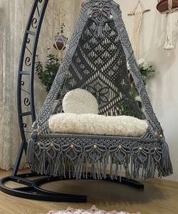 Macrame patio double swing, Macrame swing,Macrame <b>hanging</b> swing,Macrame - Product Image 1