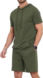 Ensembles de shorts pour hommes de qualité supérieure, grandes tailles, style urbain, manches longues, 100 % coton, tenue d'été, ensemble short, logo personnalisé, respirant - Product Image 5