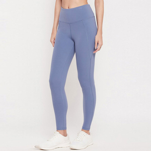 High Waist Solid Color Yoga <b>Leggings</b> With <b>Pockets</b> Full Length Seamless Spandex Nylon Pants For Women - Product Image 3