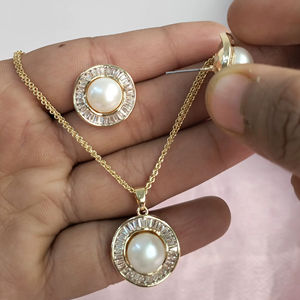 Conjunto de colgante de perlas de agua dulce con soportes incluidos en el marco, fabricante mayorista de perlas - Product Image 2