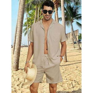 2025 vente en gros été décontracté vêtements d'extérieur pour hommes ensembles chemise boutonnée et short tenue de plage pour hommes ensembles de tenues de vacances - Product Image 3