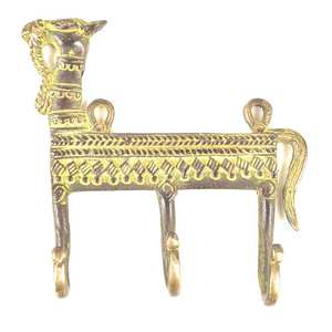 Gancho de pared decorativo de latón vintage con diseño de cara de camello tribal, acabado en pátina, resistente, para colgar abrigos, sombreros, bolsos y toallas. - Product Image 2