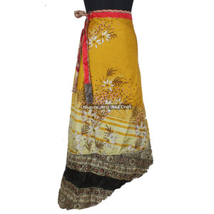 Pareo Reversible de Seda Vintage de 36 Pulgadas de Largo, Falda Envolvente, Vestido Tubo, Ropa de Fiesta, Sari de Seda India Reciclada - Product Image 3
