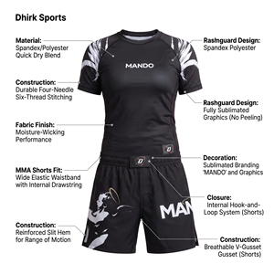 Nouvel ensemble rashguard + short slim fit pour hommes adultes, idéal pour le MMA/Jiu Jitsu Grappling - Spandex/Polyester à séchage rapide - Product Image 3