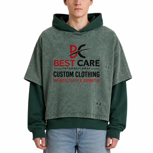 Camiseta con Capucha Personalizada al por Mayor, Sudadera Oversize de Algodón Estilo Urbano para Hombre, OEM ODM Marca Privada - Product Image 3