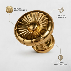 Minerva Crest Luxury Brass <b>Door</b> <b>Knob</b> with Sunburst Design | Premium Gold Finish Cabinet Drawer Wardrobe Handle for Home <b>Decor</b> - Product Image 5