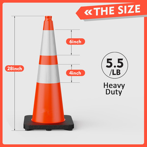 กรวยจราจร CITICITY ขนาด 28 นิ้ว พร้อมฐานถ่วงน้ำหนักสีดำ กรวยสีส้มพร้อมแถบสะท้อนแสงสำหรับจอดรถ ความปลอดภัยบนท้องถนน - Product Image 2