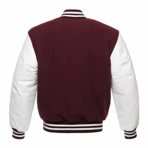High Quality Custom Logo College Outdoor Varsity Jacket for <b>Men</b> Solid Color Leather Sleeve Plus Size Letterman Winter Jacket - Product Image 3
