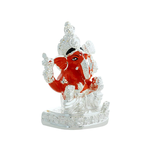 Statue de Ganesha en acier inoxydable plaqué argent, artisanale, décorative, en métal, pour la maison, le temple, l'affichage festif - Product Image 3