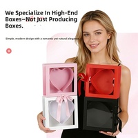 Boîte cadeau en PVC transparent de haute qualité, carrée et en forme de cœur, pour bouquet de roses préservées, emballage pour la Saint-Valentin