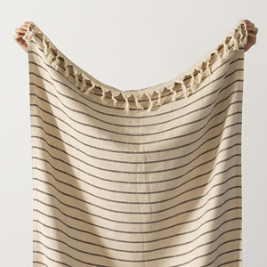 Serviettes de plage Hamam Pestemal turques d'été en gros-100X180CM Serviette Peshtemal 100% coton 40x70in Beige - Product Image 3