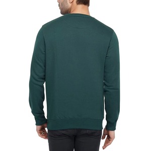 Men's Olive Green Crew Neck Pullover Sweatshirt Regular Fit Solid Color Knitted Cotton Casual Autumn Wear - Product Image 6