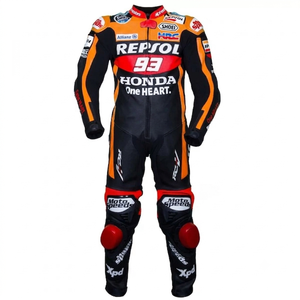 Traje de Carreras MotoCP de Marc Marquez, Traje de Cuero Completo Premium de Una Pieza para Pista con Deslizadores, Mono/Traje con Certificación CE Nivel 2 - Product Image 1