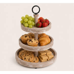 Customizable Rustic 3-Tier Wooden Serving Tray Eco-Friendly Solid Wood Tiered Stand for Home Decor <b>Party</b> Cupcake Display - Product Image 2