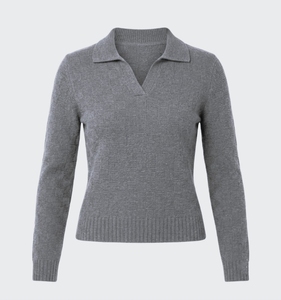 Pull en tricot de laine surdimensionné pour femme, col polo, manches longues, respirant, de haute qualité, décontracté, pour l'automne, pour le bureau, personnalisable - Product Image 4