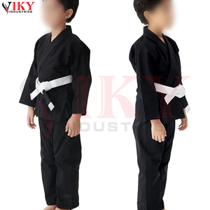 Uniforme de karaté noir personnalisé avec logo OEM ODM, combinaison de taekwondo, kimono de judo pour enfants avec ceinture, prix de gros, uniforme d'arts martiaux pour enfants - Product Image 3