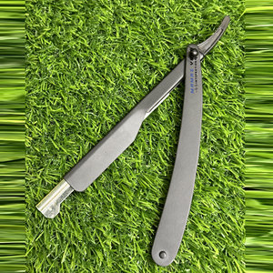 <b>Plastic</b> Handle <b>Sliding</b> Blade Barber Saloon Use Razor With Custom Logo Professional Straight Razor Black Color Hair Shaving Beard - Product Image 2