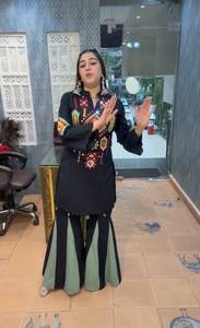 Ensemble indien pakistanais brodé noir pour femmes, tenue en deux pièces Salwar Kameez, vêtements de fête - Product Image 4