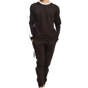 Conjunto Deportivo Unisex de 2 Piezas: Sudadera con Cuello Redondo y Estampado Sólido en Contraste y Pantalones Jogger Ajustados, Ropa Deportiva Urbana - Product Image 2