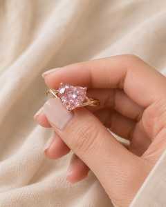 Anillo de Compromiso Solitario con Diamante Cultivado en Laboratorio de 2 Quilates, Corte Corazón Rosa, Banda Trenzada, Oro Sólido de 10K, 14K, 18K, Joyería Fina, Certificado IGI - Product Image 2