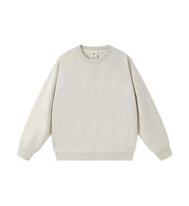 Unisex Crew Neck Sweatshirt Solid White <b>100</b>% Cotton Knitted Oversized Casual Pullover Autumn Regular Fit - Product Image 3