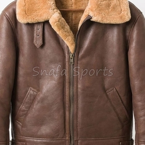 Abrigos de piel de oveja 100% genuinos con cuello de piel, diseño clásico, diseño personalizado, chaqueta de cuero en venta a precio de mayoreo. - Product Image 3