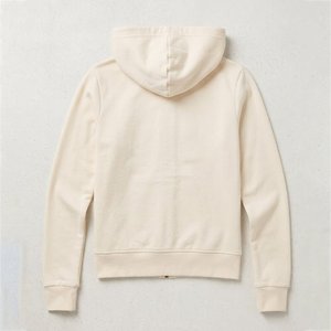 เสื้อฮู้ดซิปผู้หญิงคุณภาพสูง โลโก้สั่งทำพิเศษ สีครีม แต่งแถบสีน้ำเงิน แขนยาว ผ้าถักนิตติ้ง คอตตอน ระบายอากาศได้ดี เหมาะสำหรับฤดูใบไม้ร่วง - Product Image 2