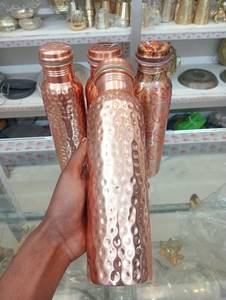 Luxury Handcrafted Copper Water Bottle with Modern Design Includes <b>Straw</b> for Outdoor & Travel Use - Product Image 4