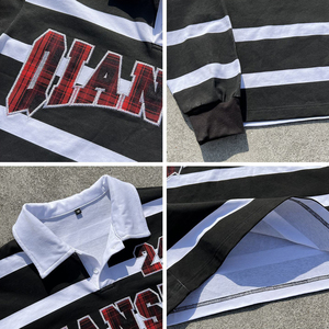 Chemises boutonnées à rayures brodées personnalisées, t-shirt à manches longues ample et surdimensionné, t-shirt thermique à manches longues 100% coton pour hommes - Product Image 6