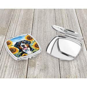 Miroir de maquillage de voyage compact pour femmes filles Plus pour chien de montagne suisse Tournesols Poche décorative Pliable Idée cadeau - Product Image 3