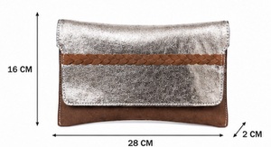 Sac de soirée enveloppe en suède doré marine pour femme, tendance, moderne, de luxe, avec rabat tressé, personnalisable, vente en gros - Product Image 4