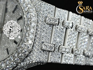 Comprar reloj de lujo de acero inoxidable chapado en oro rosa busto Iced Moissanite diamante movimiento de cuarzo pantalla analógica estilo Hip Hop - Product Image 1