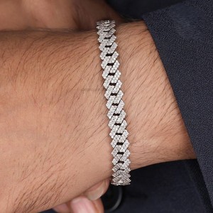 14K Solid Gold Moissanite Pave Cuban Link Bracelet 7-9 Inch 6MM 16MM Trendy Party <b>Men</b> Unisex Women Hip Hop Jewelry Gift - Product Image 5