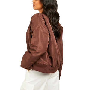 Chaqueta de Béisbol de Satén para Mujer, Corte Holgado, Cierre Frontal con Cremallera, Mangas Largas con Puños Acanalados, Forro Suave, Ropa Casual de Calle, Acabado Brillante - Product Image 2