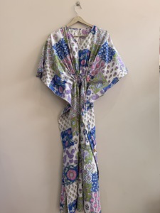 Vestido kaftán largo de algodón suave y transpirable para mujer - Product Image 1