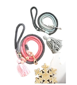 Christmas <b>Leash</b> Pet Supplies Accessory Customized Colored Cotton Rope Handmade <b>Dog</b> <b>Leash</b> Pet <b>Leash</b> Set - Product Image 1