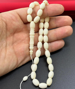 Tasbih de qualité supérieure, 100 perles, chapelet de prière en os de buffle, Misbaha Subha pour musulmans, perles de prière islamiques naturelles à bas prix - Product Image 1