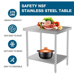 Commercial <b>Work</b> <b>Table</b> 36*24 Stainless Steel Kitchen Prep <b>Table</b> with Under Shelf for Restaurant and Home Use - Product Image 2