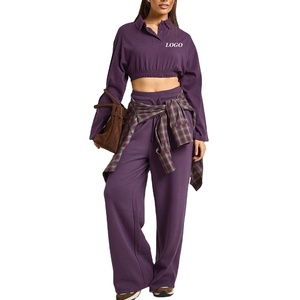 Conjunto Deportivo de Dos Piezas para Mujer, Color Sólido, Logotipo Personalizado / Ropa Deportiva Femenina, Transpirable e Informal, 2026 - Product Image 1