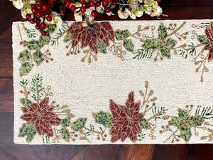 <b>Christmas</b> Embroidered Table Runner Rectangle Fabric Handmade Floral Design Decorative <b>Mat</b> for Dining Table - Product Image 3
