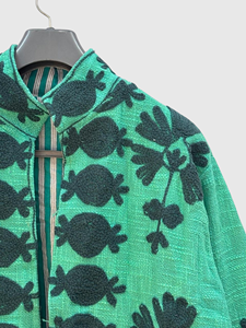Veste à col mandarin brodée à la main avec des motifs floraux, manches longues, en lin et coton, pour femmes, taille plus, vêtements de printemps - Product Image 3