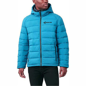 DAIZEN STAR Men's Blue Hooded Puffer Jacket Waterproof Windproof Polyester Filling Winter Casual Zipper Closure Regular Fit - Product Image 4