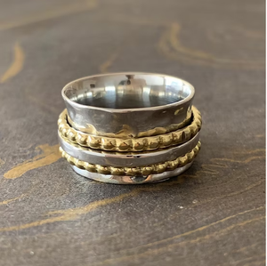 Anillo Giratorio Ancho para Aliviar la Ansiedad, Hecho de Plata de Ley 925, Joyería Antiestrés para Meditación - Product Image 2