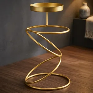 Support de bougie en spirale en métal doré, porte-bougie décoratif pour la maison, centre de table, décoration de mariage, fête - Product Image 4