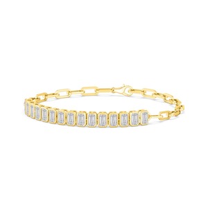 Round Cut Lab Grown Diamond Emerald Setting Tennis Bracelet 1.62 CTW in 18K Yellow Gold - Product Image 5