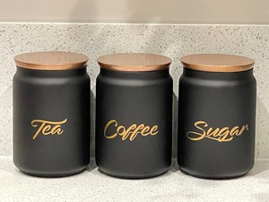 Tea Coffee Sugar Black Metal <b>Container</b> Set With Lid Airtight <b>Kitchen</b> <b>Storage</b> Canisters For Countertop Pantry Organizer - Product Image 4