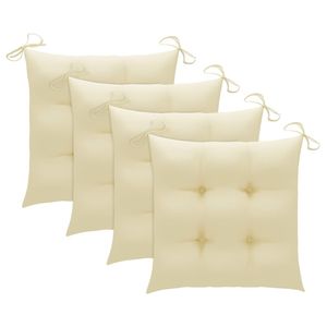Ensemble de 4 chaises de jardin blanc crème avec coussins confortables - Product Image 3