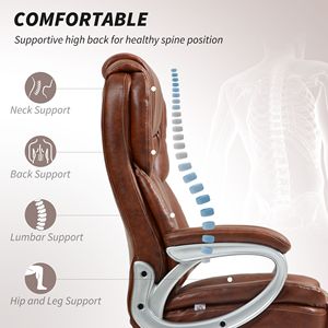 Sedia da Ufficio Direzionale con Cuscino Confortevole, Ruote Girevoli, Altezza Regolabile, Schienale Alto, Colore Marrone con Base in Nylon - Product Image 4