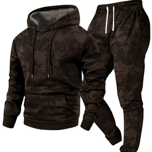 Men's Tie-Dye Long Sleeve Hoodie Ribbed Sweatpants Set Winter Terry Fabric 300g Quick Dry 100% Cotton Solid Color Casual - Product Image 1